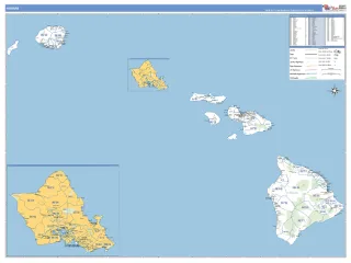 Hawaii Business Reference style ZIP Code wall map