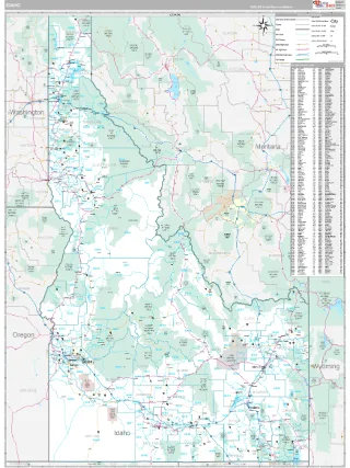 Idaho Classic style ZIP Code wall map