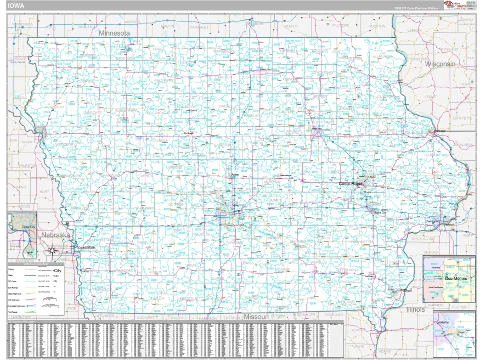 Iowa ZIP Code wall map in the Classic Style