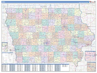 Iowa ColorCast style ZIP Code wall map