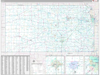Kansas Classic style ZIP Code wall map