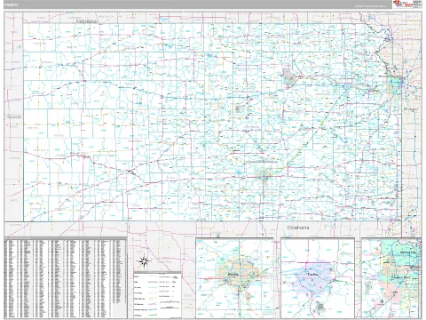 Kansas ZIP Code wall map in the Classic Style