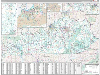 Kentucky Classic style ZIP Code wall map