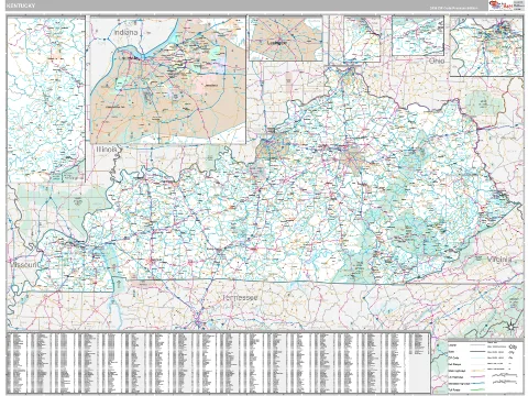 Kentucky ZIP Code wall map in the Classic Style