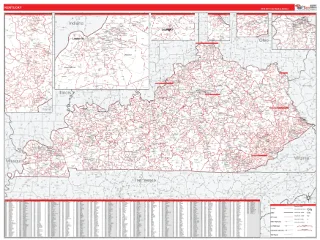 Kentucky RedLine style ZIP Code wall map