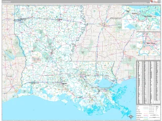 Louisiana Classic style ZIP Code wall map