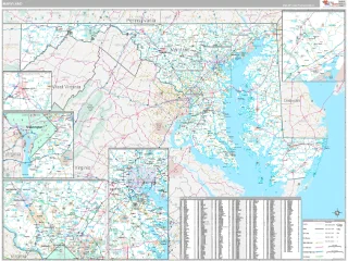 Maryland Classic style ZIP Code wall map