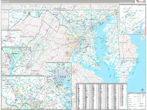 Maryland ZIP Code wall map in the Classic Style