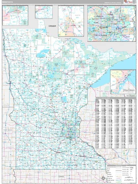 Minnesota ZIP Code wall map in the Classic Style