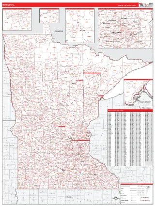 Minnesota RedLine style ZIP Code wall map