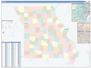 Missouri ColorCast style ZIP Code wall map