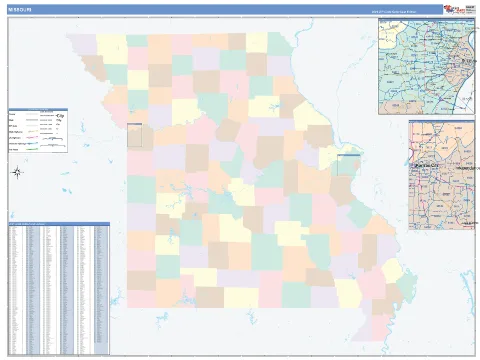 Missouri ZIP Code wall map in the ColorCast Style
