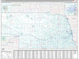 Nebraska Classic style ZIP Code wall map