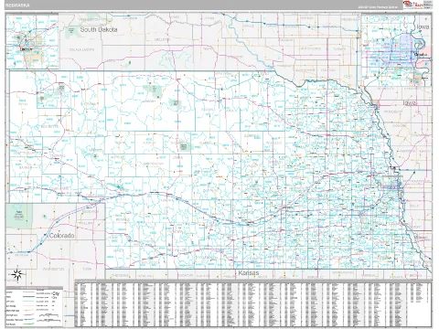 Nebraska ZIP Code wall map in the Classic Style