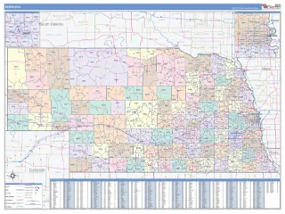 Nebraska ColorCast style ZIP Code wall map