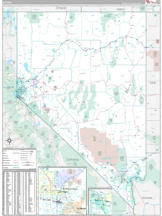 Nevada Classic style ZIP Code wall map