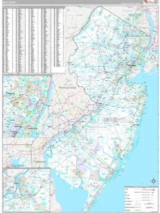 New Jersey Classic style ZIP Code wall map