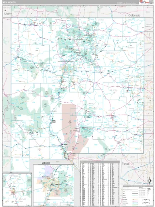 New Mexico Classic style ZIP Code wall map