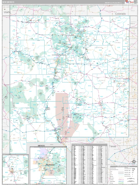 New Mexico ZIP Code wall map in the Classic Style