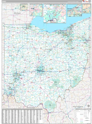 Ohio Classic style ZIP Code wall map