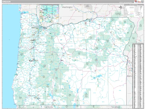 Oregon ZIP Code wall map in the Classic Style