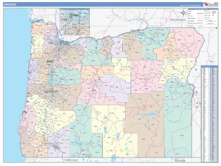 Oregon ColorCast style ZIP Code wall map