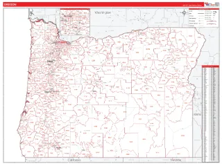 Oregon RedLine style ZIP Code wall map