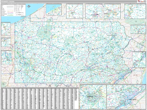 Pennsylvania ZIP Code wall map in the Classic Style