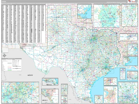 Texas ZIP Code wall map in the Classic Style