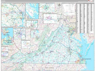 Virginia Classic style ZIP Code wall map