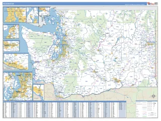 Washington Business Reference style ZIP Code wall map