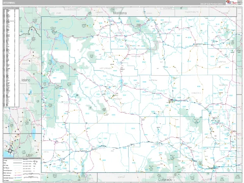 Wyoming ZIP Code wall map in the Classic Style